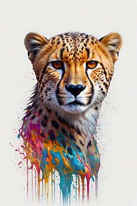 Abstract Cheetah in Colour Explosion by De Muurdecoratie