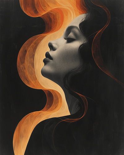 Modern portret in zwart en neon