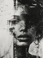 Modernes und abstraktes Porträt in Schwarz und Weiß