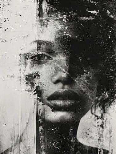Modern en abstract portret in zwart-wit