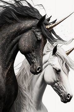 white black unicorn by haroulita