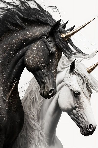 white black unicorn by haroulita