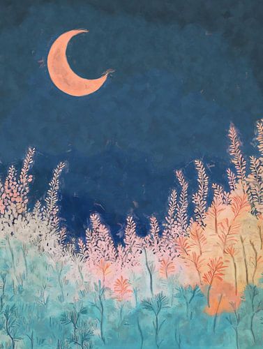 Moonlight over Flower Field