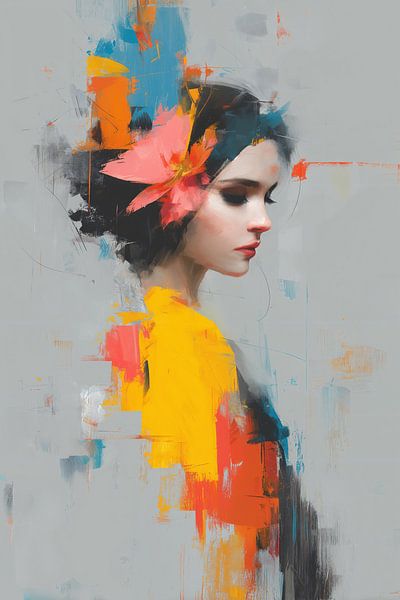 Abstract Portret in Vloeiende Kleuren no.5 van Studio BB