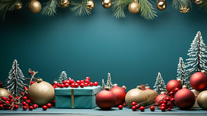 Weihnachtshintergrund mit Weihnachtsbaum und Christbaumkugel