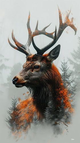 multiple exposure tussen dier en natuur