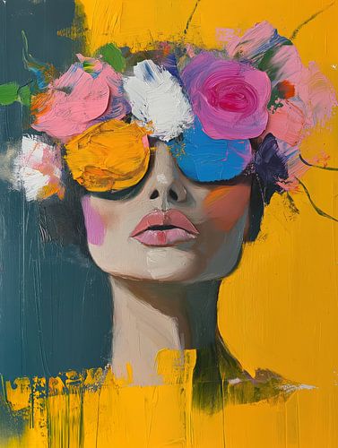 Woman with sunglasses and flowers