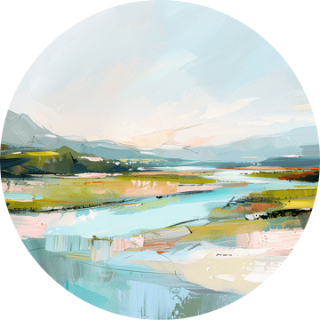 Abstract landschap in pastelkleuren van Japandi Art Studio