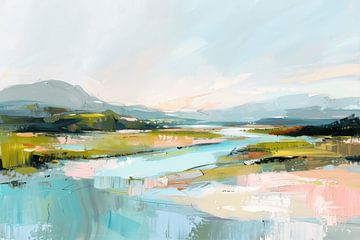 Abstract landschap in pastelkleuren van Japandi Art Studio