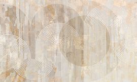 Scandinavia Abstraction Gold Cream Beige by Mad Dog Art