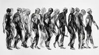 Group of people made of geometric shapes