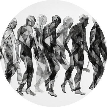 Groep mensen gemaakt van geometrische vormen