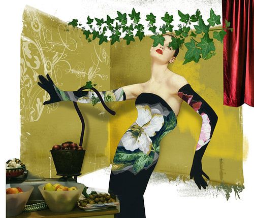 Gestileerde vrouw in een bloempatroon