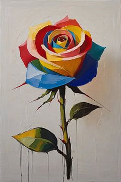 Rose colorée avec ombrage sur De Muurdecoratie