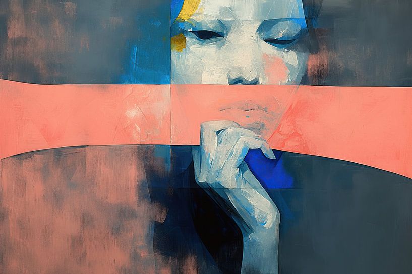 Woman hand | Woman with Hand on Face by Eye catching paintings