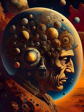 Een abstract portret van een astronaut van Retrotimes