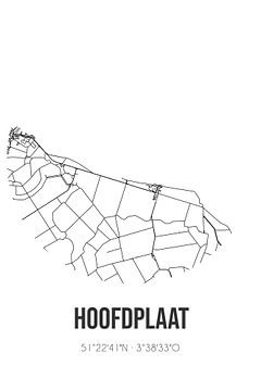 Hoofdplaat (Zeeland) | Landkaart | Zwart-wit van Rezona