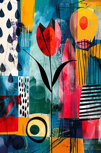 Abstracte tulpenkunst met regenmotief