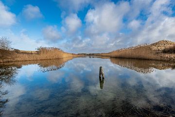 Reflectie van water en wolken van Wim Steensma