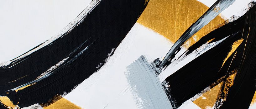 Dynamische Linien in Gold und Schwarz von Poster Art Shop
