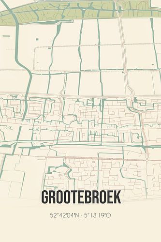 Vintage landkaart van Grootebroek (Noord-Holland)