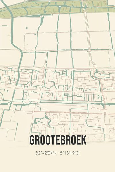 Alte Karte von Grootebroek (Nordholland) von Ortsdrucke