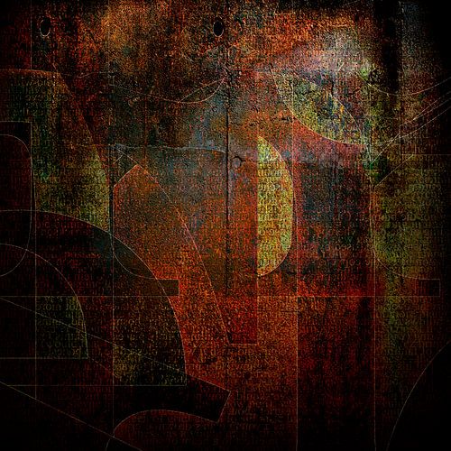 Circumfluent: Fleshener 02 [digitale abstracte kunst, donkerrood en geel]