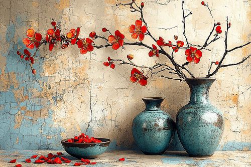 Le pouvoir des branches de fleurs rouges