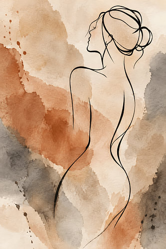 Aquarel met lijnen