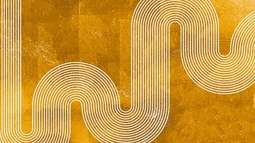 Japandi Modern Abstract Geometrisch Organische Lijn Curve Goud van Mad Dog Art