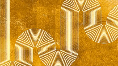 Japandi Modern Abstract Geometrisch Organische Lijn Curve Goud