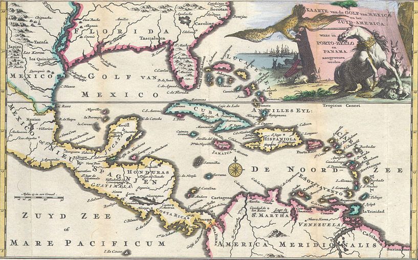 Oude kaart Golf van Mexico en Midden Amerika van Het Archief