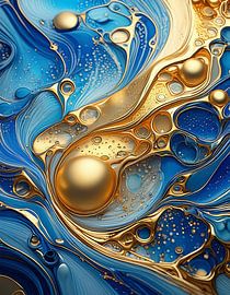 Goud en blauw met patroon
