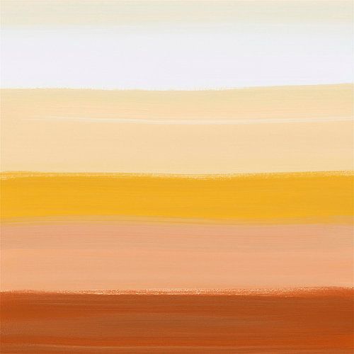 Peinture abstraite en jaune moutarde, jaune ocre, terre cuite et blanc -3