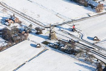 Historic windmills in Maarssen from a bird’s-eye view