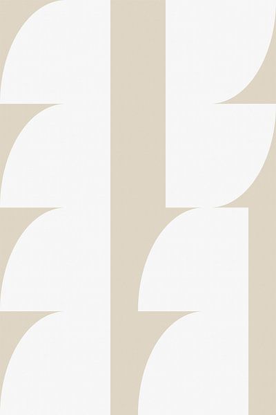 Modern abstract minimalist geometric shapes in beige and white 8 by Dina Dankers