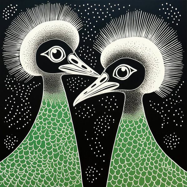 Whimsy Folk Emu Paar van Aloke Design