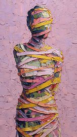 Looped Entanglement Abstract Human Ribbon Surreal Art by Aden Pink Studio