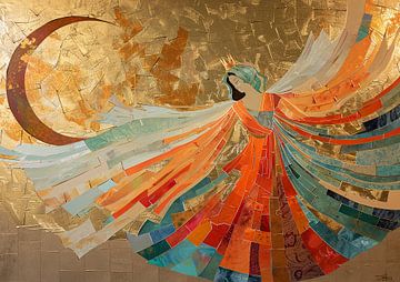 Woman Golden Dance | Golden Swirl Grace by Art Whims