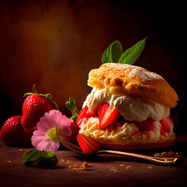 Strawberry Whipped Cream Pastry by Maarten Knops
