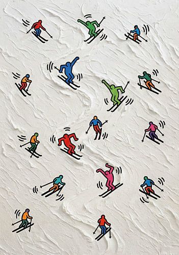 Bunte Pop-Art Skifahrer – Winterspaß im Graffiti-Stil