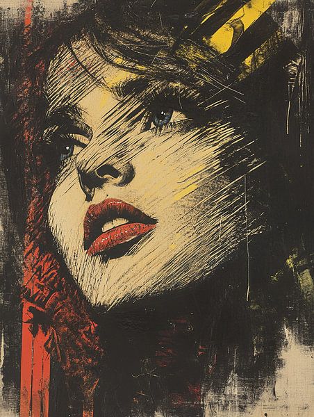 Portrait de femme | Intensité du regard par Peintures accrocheuses