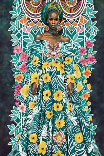 Vlisco’s Beauty. Afrikaanse vrouw in kleurrijke kleding. van Karen Nijst