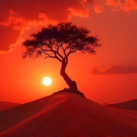 Les dunes du désert de Lone Tree : un coucher de soleil flamboyant sur GabruPawPixels