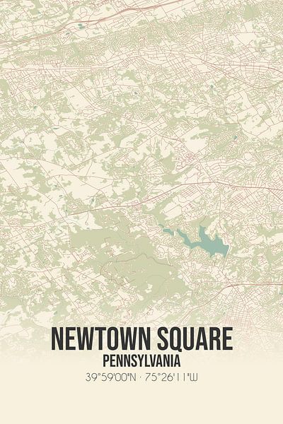 Carte ancienne de Newtown Square (Pennsylvanie), Etats-Unis. par Affiches de lieux