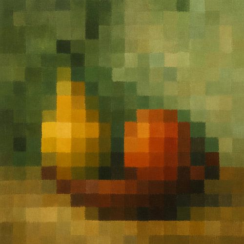 Pixel Fruit Harmony – Abstracte fruitkunst in blokstijl