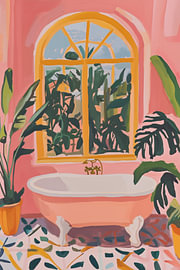 Roze tuinbad van Melloi Art