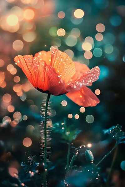 Blooming poppy in the rainlight by Poster Art Shop