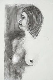 Nude Model Drawing, Nude model Drawing, Dessin de Modèle Nu, Aktmodel by Sylvia Dekker