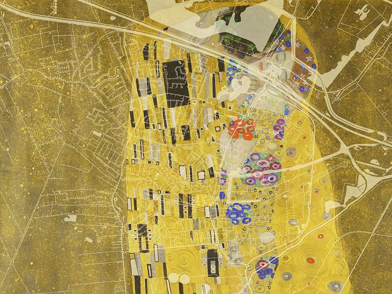 Map of Winschoten with the Kiss by Gustav Klimt by De Kaartenwinkel